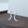 wholesale S925 Sterling Silver Star And Moon Zircon-studded Earrings, Korean Style, Niche, High-end-0-3