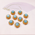 wholesale S925 gold-plated silver natural Larimar oval bean square accessories bracelet bead DIY handmade spacer beads-0-1