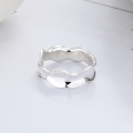 wholesale S925 Sterling Silver Korean Version Ins Minimalist Style Geometric Irregular Wave Texture Versatile Open Ring-0-1