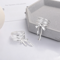 wholesale S925 Silver Fashion European and American Cross-Border Bow Multi-Line Ins Minimalist Style Versatile Adjustable Ring-YQJ1224 overlap (approx. 5.0g)  Adjustable opening