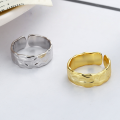 wholesale S925 Sterling Silver Irregular Metallic Texture Open Ring for Women,-0-0