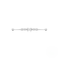 wholesale S925 Sterling Silver Industrial Piercing Chain Barbell Threaded Ear Cartilage Stud-Single platinum #3