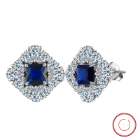 wholesale 925 Sterling Silver Geometric Earrings for Women with Synthetic Sapphire Inlays, High-End Wholesale Stud Earrings-Platinum, approximately 5.25g>925 silver