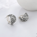wholesale S925 Sterling Silver Retro Antique Matte Ethnic Chinese Style Hollow Exquisite Floral Earrings-0-1