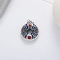 wholesale S990 silver retro antique resin cloisonné openwork "Flourishing Wealth" texture palace-style design pendant-0-1