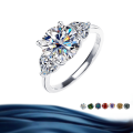 wholesale S925 Sterling Silver 3-Carat Moissanite Ring Classic Four-Prong Solitaire Moissanite Ring-0-0