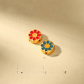 wholesale Gold-plated 925 Ancient Silver Fittings, Enameled Four-Sided Through-Hole Color Gradient Peach Blossom Spacer Beads for DIY Bracelet Weaving Accessories-0-15