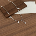 wholesale S925 Sterling Silver Minimalist Drip Pendant Necklace with Tassel for Women, Simple and Fresh Dainty Layering Chain-0-4