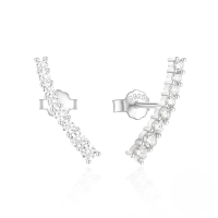 wholesale S925 Sterling Silver Ultra Sparkling Single Row Zircon Inlaid Minimalist Stud Earrings, Tiktok Viral Ins Style High-end Earrings-Platinum 925 silver