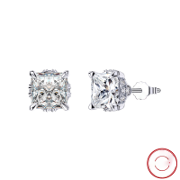 wholesale S925 Sterling Silver Cloud-Pull Jewelry Light Luxury 8A Ultra-Sparkling Zirconia Earrings Princess Square Stud Ear Cross-Border Hot Seller-Premium 8A white square zircon, 4A round white zircon &gt; 925 silver