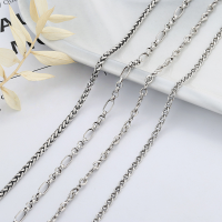 wholesale S925 Sterling Silver Chain, Japanese Character Chain, Twisted Figure-8 Chain, Pearl Chain, Dragon Bone Chain, Versatile DIY Jewelry Matching Chain-Pearl necklace 45+5/approx. 8g 925 silver