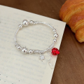 wholesale S925 Sterling Silver Berry Worry-Free Bracelet for Women, New Edition Korean Version Small and Fashionable Fresh Strawberry Bangle-0-4