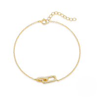 wholesale S925 Sterling Silver Cross Double Buckle Single Row Zircon Necklace And Bracelet Jewelry Set, Cross-border Best-seller Versatile Elegant Accessories-Gold-Bracelet 925 Silver