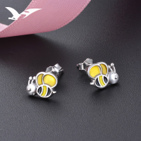 wholesale S925 Silver Korean Creative Cute Bee Drip Earrings, Internet Celebrity Same Style New Product, Simple and Fashionable Student Earrings-Earrings-Not with Tremella Plugs 925 Silver