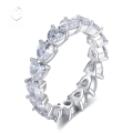 wholesale S925 Silver Sweetheart Row of Diamonds Ring High Carbon Diamond Stackable Ring for Women, Ins Style Sweet Heart-shaped Ring Band-0-0