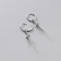 wholesale S925 Sterling Silver Ear Clasp Korean Version Small Fresh Minimalist Smooth Cross Sword Creative Personalized Earrings G8021-0-3