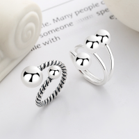 wholesale S925 Sterling Silver Korean-style Exaggerated Fashion Geometric Sphere Irregular Design Open Ring-YFJ917/B approx. 4.1g &gt; opening adjustable