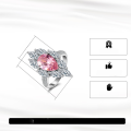 wholesale S925 Sterling Silver Jewelry with Oversized Pink Zircon Teardrop Ring-0-1
