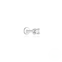 wholesale S925 Silver Four-prong Moissanite Flat Head Threaded Cartilage Earring, Popular In Europe And America-Single platinum #4 (3mm) (rod 1.2*6)