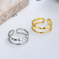 wholesale S925 Sterling Silver Korean-style Minimalist Geometric Irregular Twisted Surface Open Ring for Women-0-0