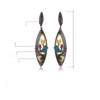 wholesale S925 Sterling Silver Secret Garden Series Designer Earrings Natural Style Genuine Rose Garnet Earrings Chinese Style-Natural rose pomegranate earrings