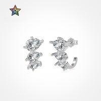 wholesale S925 Sterling Silver Light Luxury Pear-Shaped Row Diamond Stud Earrings for Women, High-End Sense, Fashion Versatile and Elegant-Platinum DY1D0368-SW-WH 925 Silver