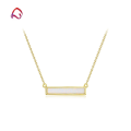 wholesale S925 Silver Japanese Minimalist Rectangular Synthetic Opal Necklace, Luxury Women's Opal Jewelry-0-0