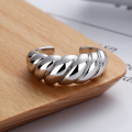 wholesale S925 Sterling Silver Irregular Euro-American Style Spiral Texture Open Ring Ins French Elegance Ring for Women-0-2