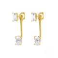 wholesale S925 Sterling Silver With Zircon Jacket Double Stud Earrings,-0-6