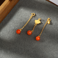 wholesale S925 gold-plated natural Nanhong agate inlaid with Binghong tail chain butterfly pendant DIY jewelry accessory-Ice red tail chain