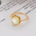 wholesale S925 silver plated with 14k gold Japanese style 23 spring cute 3D cat lemon crystal ring-0-2