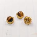 wholesale S925 Gold-Plated Silver with Natural Tiger Eye Stone Bead Spacers Semi-Finished DIY Jewelry Crystal Gemstone Bracelet Necklace Accessories-0-11