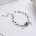 wholesale S925 silver retro antique lock clasp small ball unique creative trend design thick bracelet-0-1