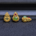wholesale S925 gold-plated silver with natural jade, gourd abacus, butterfly, and antique-style movable DIY pendant-0-3