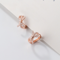 wholesale S925 silver ear clips for women, exquisitely set with diamonds, featuring hollow bow elements, elegant and minimalist, trendy earrings G6692-S925 silver pair silver model 925 silver