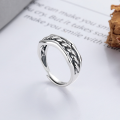 wholesale S925 Silver Retro Vintage Chain Twist Three-Layer Minimalist Design Creative Versatile Open Ring-0-0