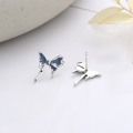 wholesale S925 Sterling Silver Blue Resin Butterfly Fluttering Ear Studs Korean Version Fresh INS Lady-like Gentle Temperament Earrings-0-1