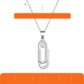 wholesale Metal Material S925 Sterling Silver Paper Clip Necklace Heart Shape Minimalist Geometric Design Silver Collarbone Chain for Women Hot Selling-0-0