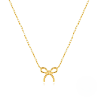 wholesale 925 Sterling Silver Twist Bow Tie Necklace And Earring Set, Ins Design, Commuter Chic-Gold-Necklace 925 Silver