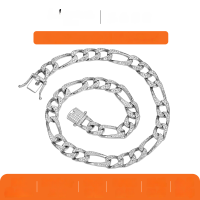 wholesale S925 Silver & Moissanite Europe-US Cross-border 3+1 Cuban Chain Necklace for Men Hip-hop Style Wholesale Factory-Silver>41cm/16.14 inches (10mm67g)