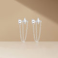 wholesale S925 Sterling Silver Classic Four-pointed Cross Meteor Tassel Ear Chain Earrings-0-3