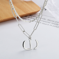 wholesale S925 Sterling Silver Small Batch Design Sparkly Fairy Collarbone Necklace with Geometric Shape and Shimmering Sand Pendant for Women-YL184/approx. 11.3g 925 silver