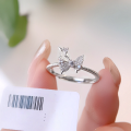wholesale S925 Sterling Silver Yaxi New Butterfly Ring for Women, Adjustable Luxury Fashion Elegant Inlaid Band-0-4