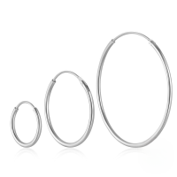 wholesale 925 Sterling Silver Minimalist Smooth Hoop Earrings Set, Classic Cool Ins Earrings For Women-3-piece set - Platinum 925 silver