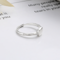 wholesale S925 Sterling Silver Korean Style Square Geometric Irregular Open Ring with Twisted Rope Design-0-1