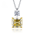 wholesale 925 SilverJewelry New 10*10 Yellow Diamond High-Carbon Diamond Simple Pendant Women Fashion Versatile-0-0