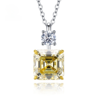 wholesale 925 SilverJewelry New 10*10 Yellow Diamond High-Carbon Diamond Simple Pendant Women Fashion Versatile-N086 Yellow Diamond 925 Silver