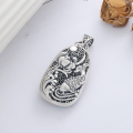 wholesale S990 Sterling Silver Retro Ethnic Style Epoxy Color Glaze Auspicious Clouds Waves Koi Carp Lotus Hollow-Out DIY Pendant-0-1