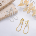 wholesale S925 Silver Fashion Korean Japanese Geometric Twist Fringe Chain Ins Minimalist Style Versatile Stud Ear Clips-0-0