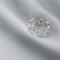 wholesale S925 Silver Korean-style Elegant Hollow Geometric Oval Ring for Women, Petite and Unique Finger Ring J8367-0-4